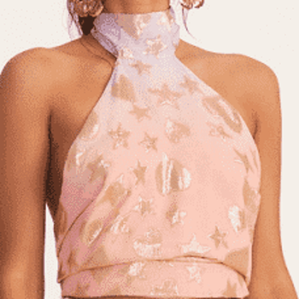 Loveshackfancy Boca Handkerchief Halter Star Top Sunset Orange Ombre Sz S - Picture 2 of 7